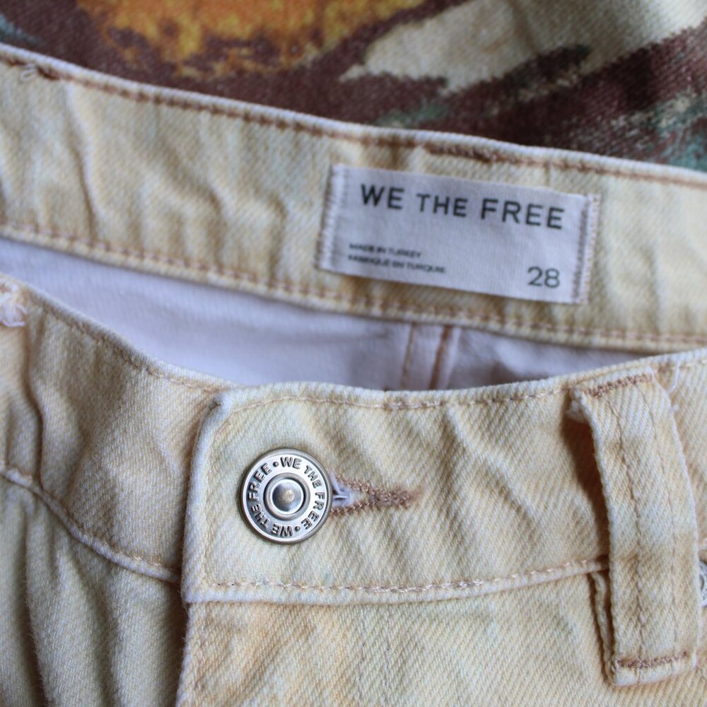 We The Free  tinsley beach scene printed denim jeans sunflowers wide leg barrel - Picture 14 of 14